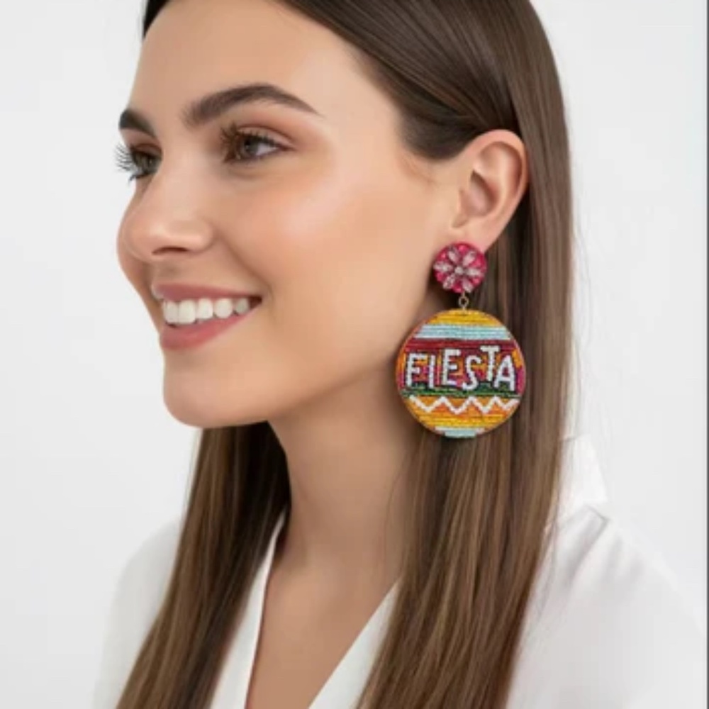 NWT Fiesta Beaded Round Earrings